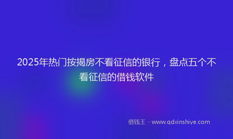 2025年热门按揭房不看征信的银行，盘点五个不看征信的借钱软件