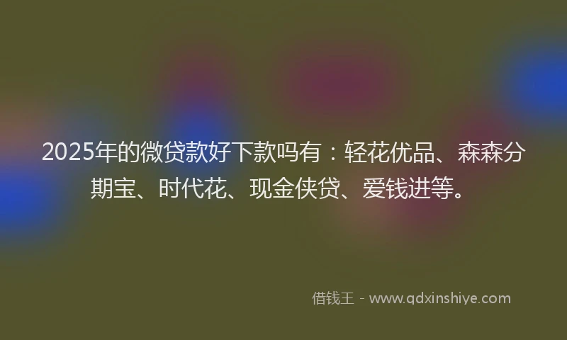 2025年的微贷款好下款吗有：轻花优品、森森分期宝、时代花、现金侠贷、爱钱进等。