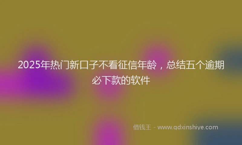 2025年热门新口子不看征信年龄，总结五个逾期必下款的软件