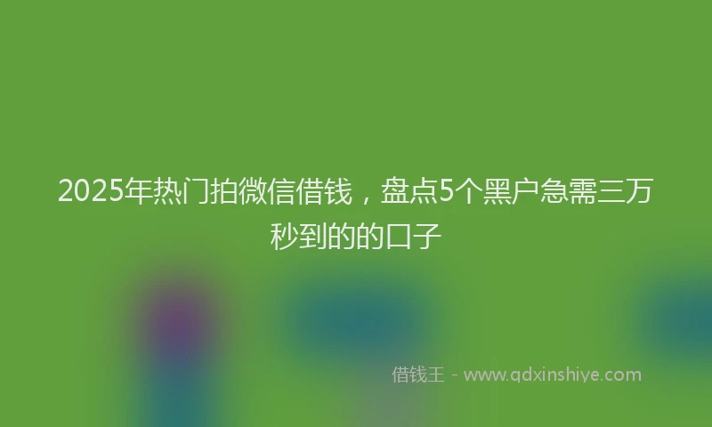 2025年热门拍微信借钱，盘点5个黑户急需三万秒到的的口子