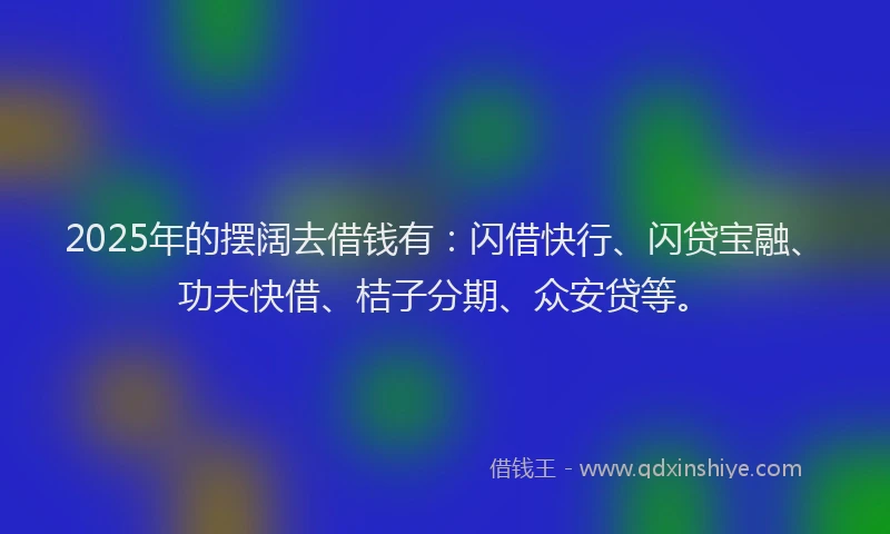 2025年的摆阔去借钱有：闪借快行、闪贷宝融、功夫快借、桔子分期、众安贷等。