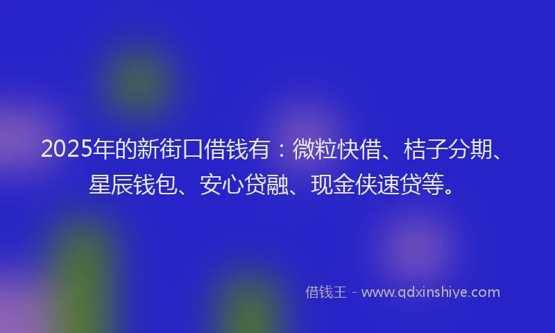 2025年的新街口借钱有：微粒快借、桔子分期、星辰钱包、安心贷融、现金侠速贷等。