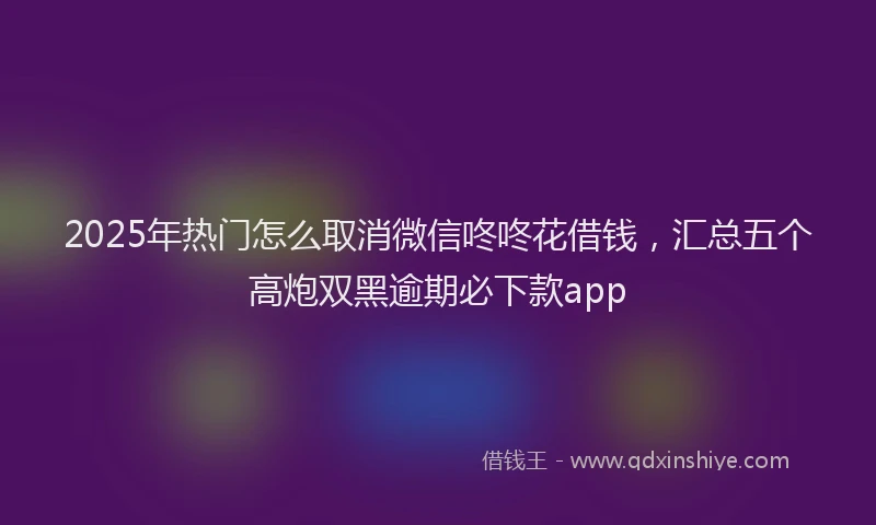 2025年热门怎么取消微信咚咚花借钱，汇总五个高炮双黑逾期必下款app