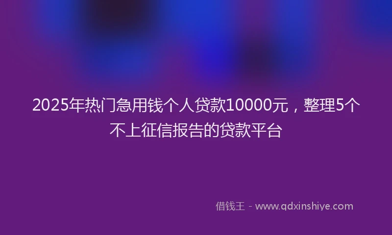 2025年热门急用钱个人贷款10000元，整理5个不上征信报告的贷款平台