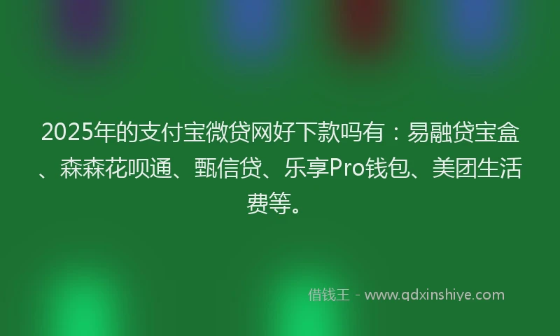 2025年的支付宝微贷网好下款吗有：易融贷宝盒、森森花呗通、甄信贷、乐享Pro钱包、美团生活费等。