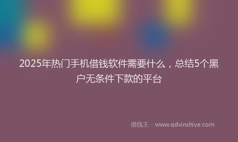 2025年热门手机借钱软件需要什么，总结5个黑户无条件下款的平台