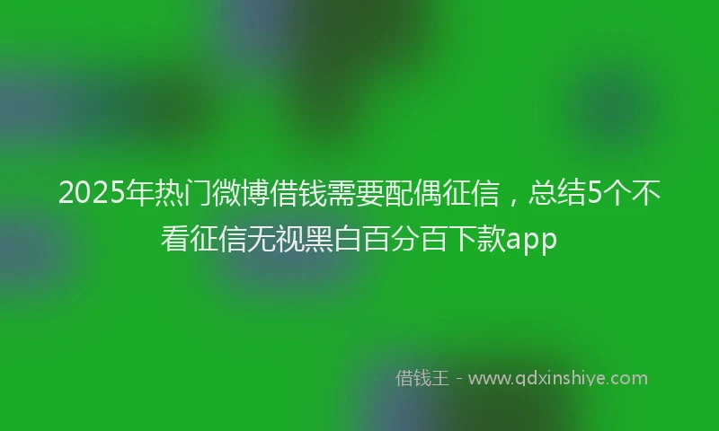 2025年热门微博借钱需要配偶征信，总结5个不看征信无视黑白百分百下款app