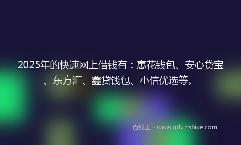 2025年的快速网上借钱有：惠花钱包、安心贷宝、东方汇、鑫贷钱包、小信优选等。