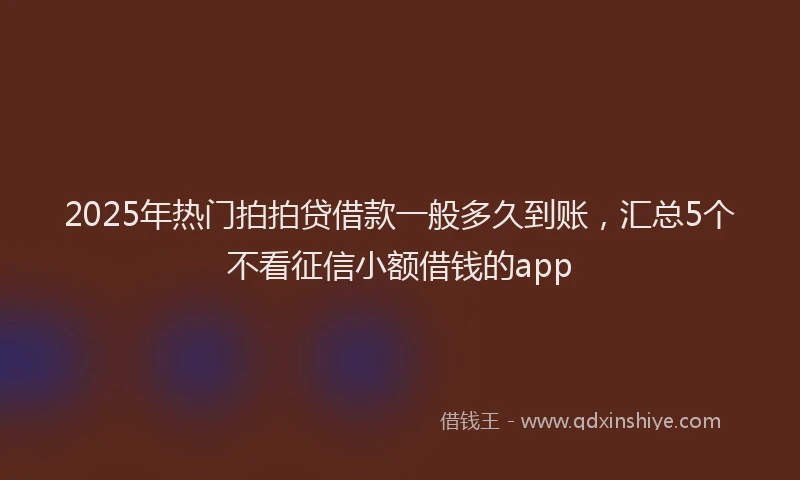 2025年热门拍拍贷借款一般多久到账，汇总5个不看征信小额借钱的app