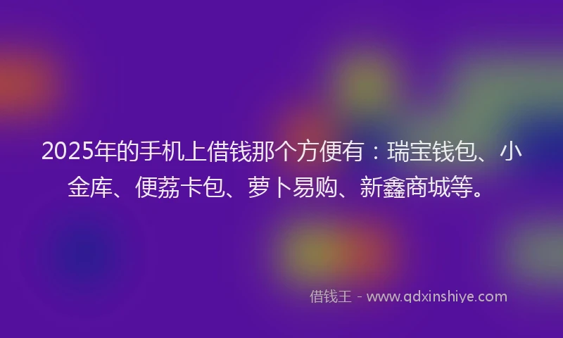 2025年的手机上借钱那个方便有：瑞宝钱包、小金库、便荔卡包、萝卜易购、新鑫商城等。
