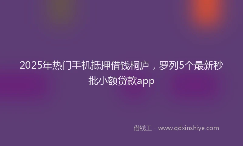 2025年热门手机抵押借钱桐庐，罗列5个最新秒批小额贷款app