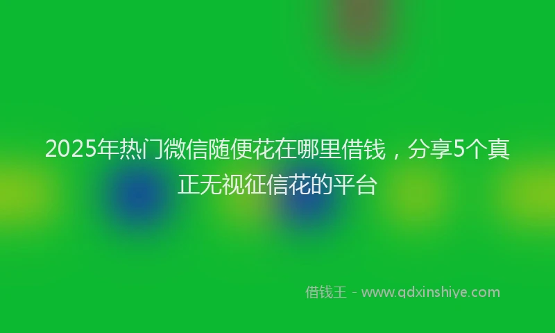 2025年热门微信随便花在哪里借钱，分享5个真正无视征信花的平台