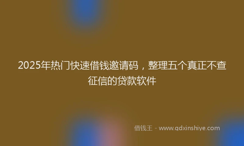 2025年热门快速借钱邀请码，整理五个真正不查征信的贷款软件