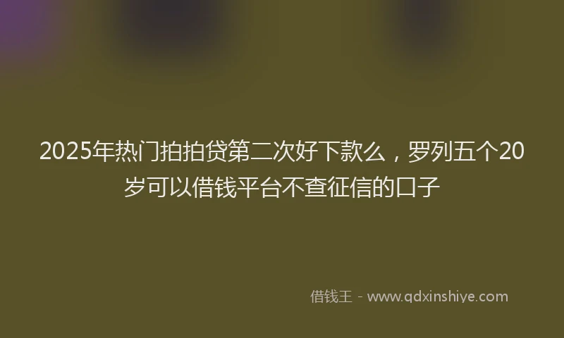 2025年热门拍拍贷第二次好下款么，罗列五个20岁可以借钱平台不查征信的口子