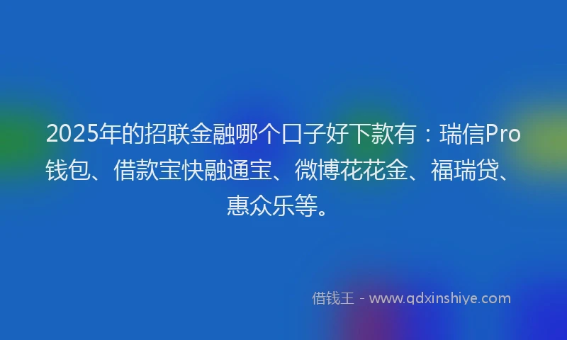 2025年的招联金融哪个口子好下款有：瑞信Pro钱包、借款宝快融通宝、微博花花金、福瑞贷、惠众乐等。