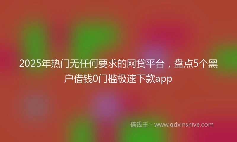 2025年热门无任何要求的网贷平台，盘点5个黑户借钱0门槛极速下款app
