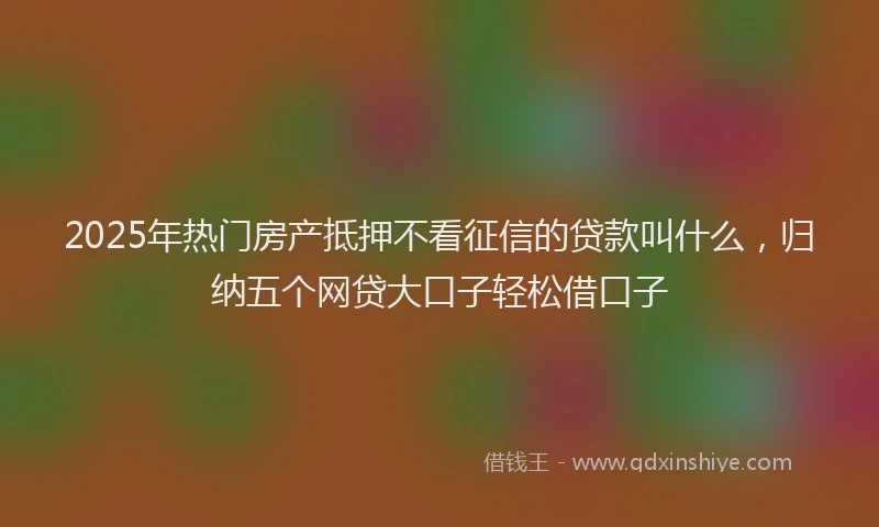 2025年热门房产抵押不看征信的贷款叫什么，归纳五个网贷大口子轻松借口子