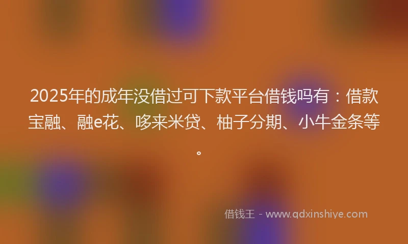 2025年的成年没借过可下款平台借钱吗有：借款宝融、融e花、哆来米贷、柚子分期、小牛金条等。