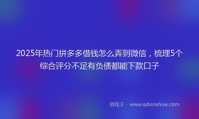 2025年热门拼多多借钱怎么弄到微信，梳理5个综合评分不足有负债都能下款口子