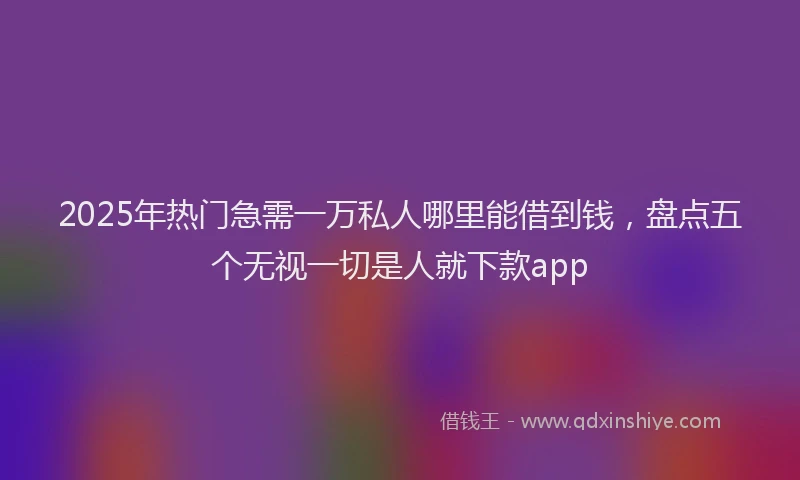 2025年热门急需一万私人哪里能借到钱，盘点五个无视一切是人就下款app