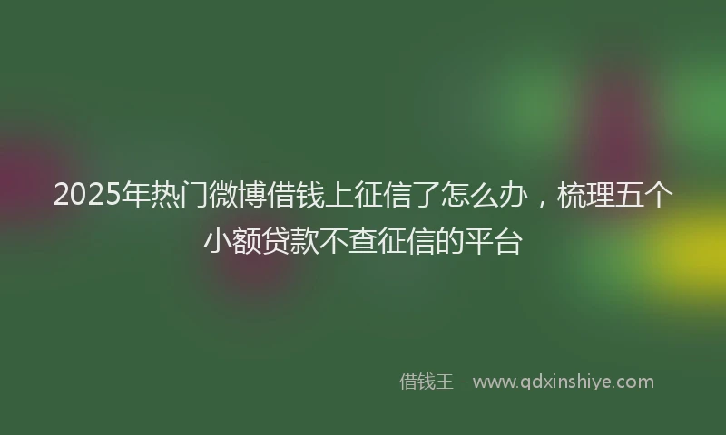 2025年热门微博借钱上征信了怎么办，梳理五个小额贷款不查征信的平台