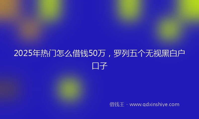 2025年热门怎么借钱50万，罗列五个无视黑白户口子