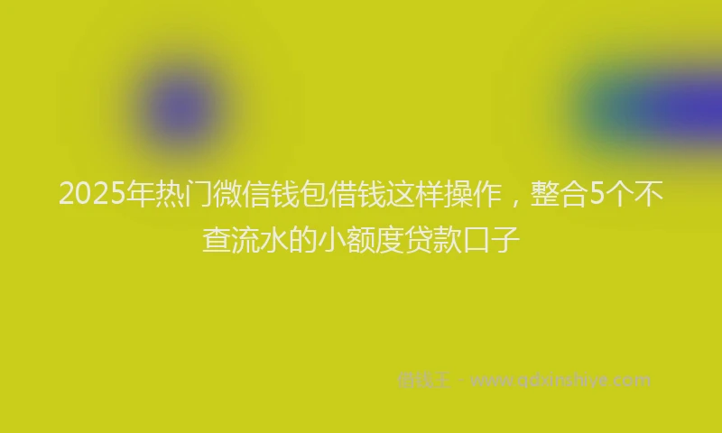 2025年热门微信钱包借钱这样操作，整合5个不查流水的小额度贷款口子