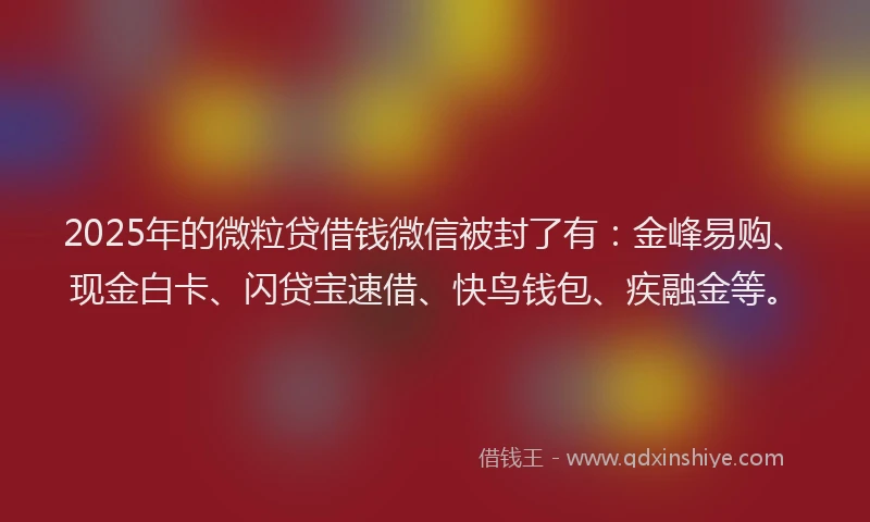 2025年的微粒贷借钱微信被封了有：金峰易购、现金白卡、闪贷宝速借、快鸟钱包、疾融金等。
