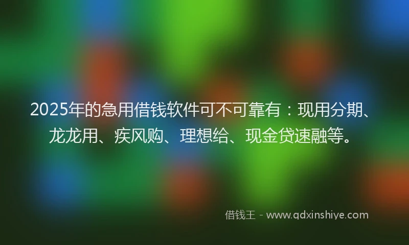 2025年的急用借钱软件可不可靠有：现用分期、龙龙用、疾风购、理想给、现金贷速融等。