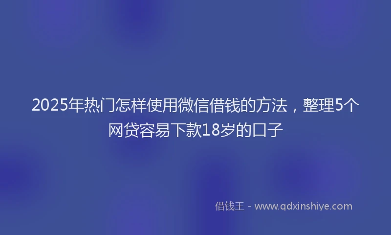 2025年热门怎样使用微信借钱的方法，整理5个网贷容易下款18岁的口子