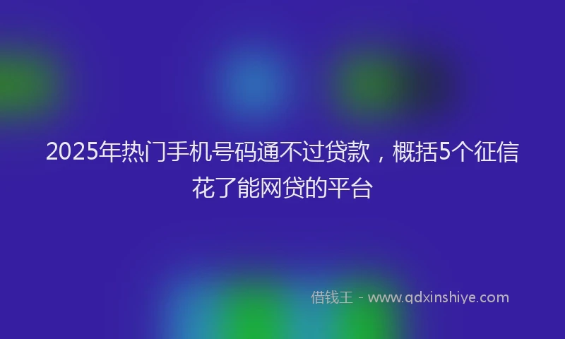2025年热门手机号码通不过贷款，概括5个征信花了能网贷的平台