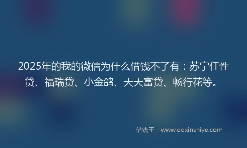 2025年的我的微信为什么借钱不了有：苏宁任性贷、福瑞贷、小金鸽、天天富贷、畅行花等。