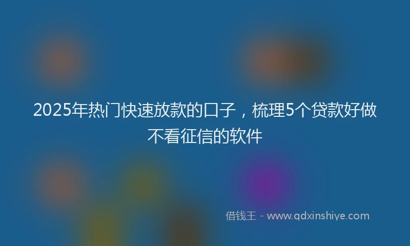 2025年热门快速放款的口子，梳理5个贷款好做不看征信的软件