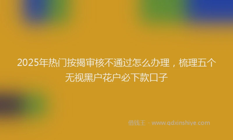 2025年热门按揭审核不通过怎么办理，梳理五个无视黑户花户必下款口子