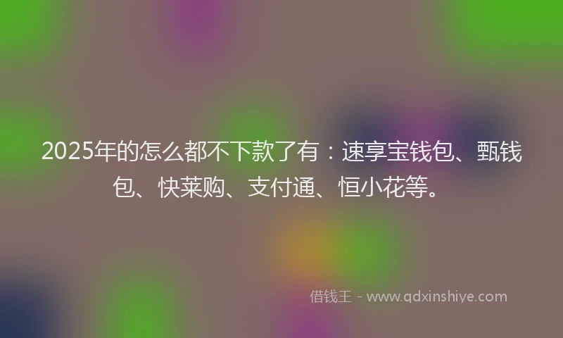 2025年的怎么都不下款了有：速享宝钱包、甄钱包、快莱购、支付通、恒小花等。