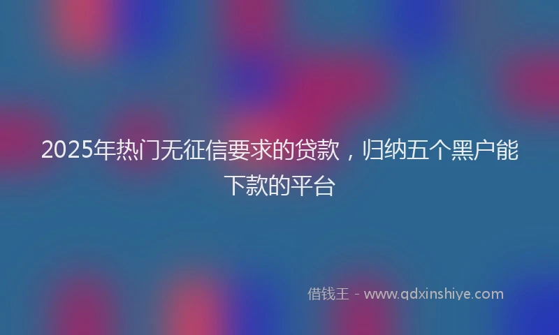 2025年热门无征信要求的贷款，归纳五个黑户能下款的平台