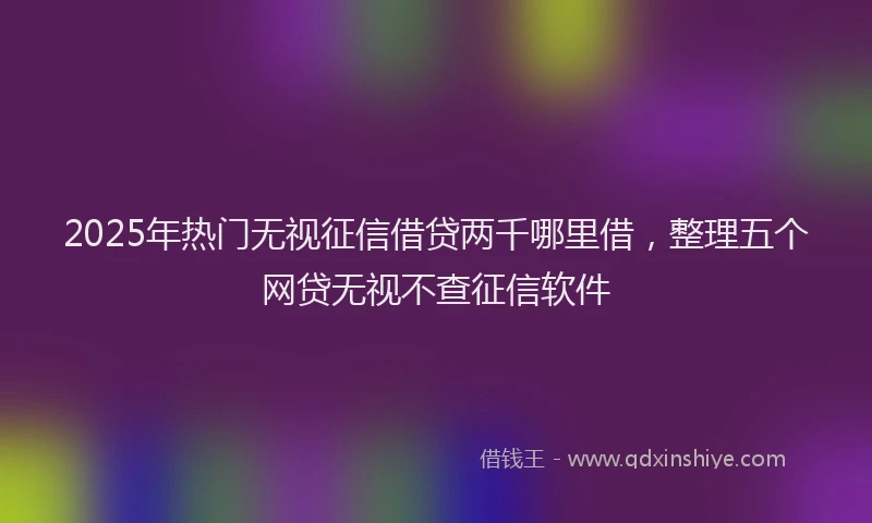 2025年热门无视征信借贷两千哪里借，整理五个网贷无视不查征信软件