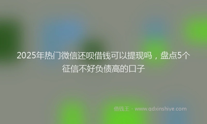 2025年热门微信还呗借钱可以提现吗，盘点5个征信不好负债高的口子
