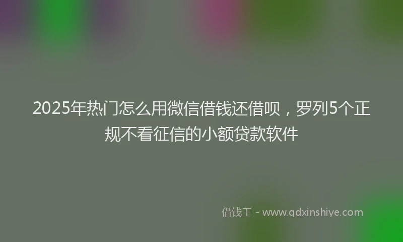 2025年热门怎么用微信借钱还借呗，罗列5个正规不看征信的小额贷款软件