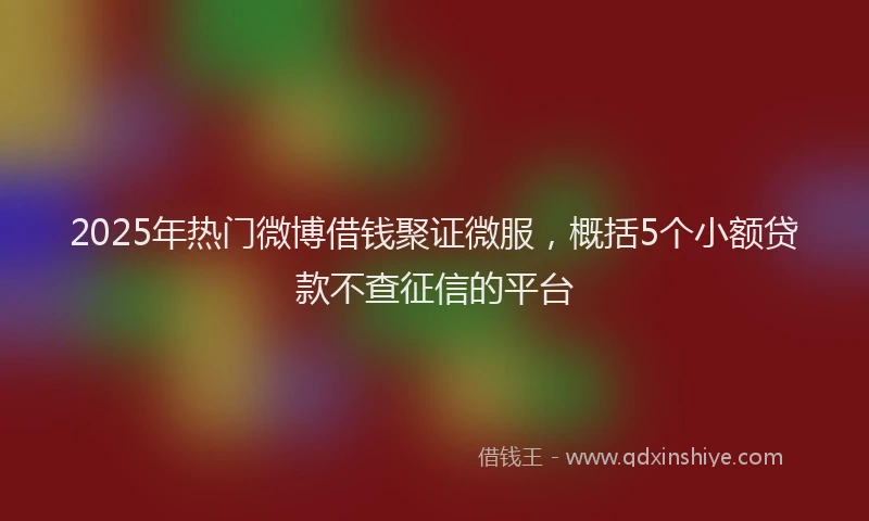 2025年热门微博借钱聚证微服，概括5个小额贷款不查征信的平台