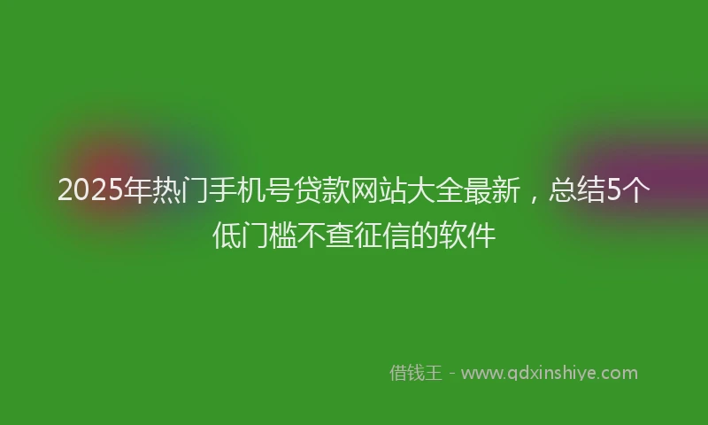 2025年热门手机号贷款网站大全最新，总结5个低门槛不查征信的软件