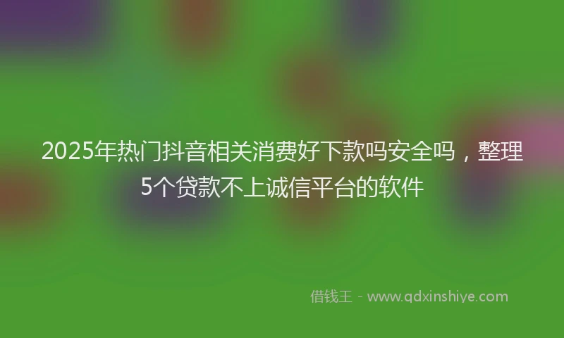 2025年热门抖音相关消费好下款吗安全吗，整理5个贷款不上诚信平台的软件