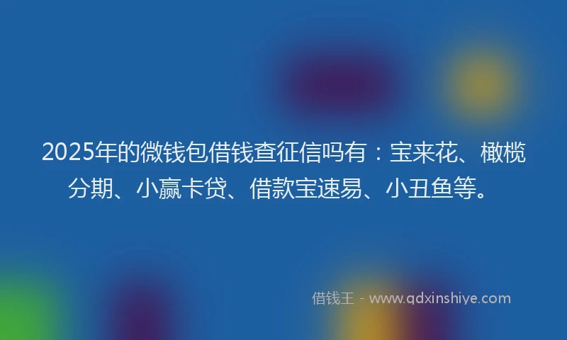 2025年的微钱包借钱查征信吗有：宝来花、橄榄分期、小赢卡贷、借款宝速易、小丑鱼等。
