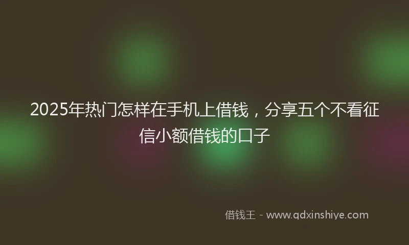 2025年热门怎样在手机上借钱，分享五个不看征信小额借钱的口子