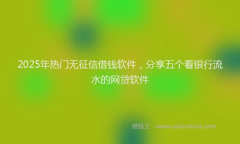 2025年热门无征信借钱软件，分享五个看银行流水的网贷软件