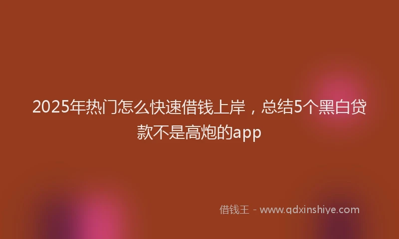 2025年热门怎么快速借钱上岸，总结5个黑白贷款不是高炮的app