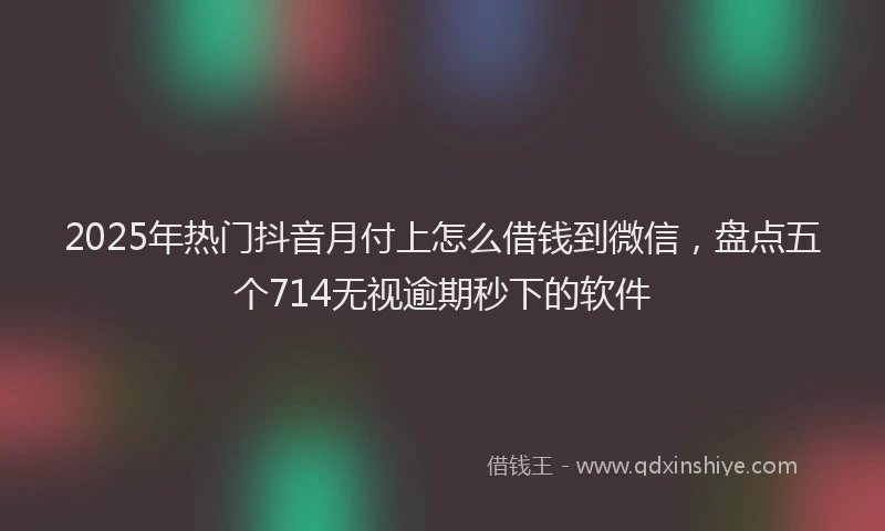 2025年热门抖音月付上怎么借钱到微信，盘点五个714无视逾期秒下的软件