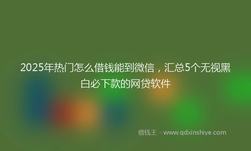 2025年热门怎么借钱能到微信，汇总5个无视黑白必下款的网贷软件