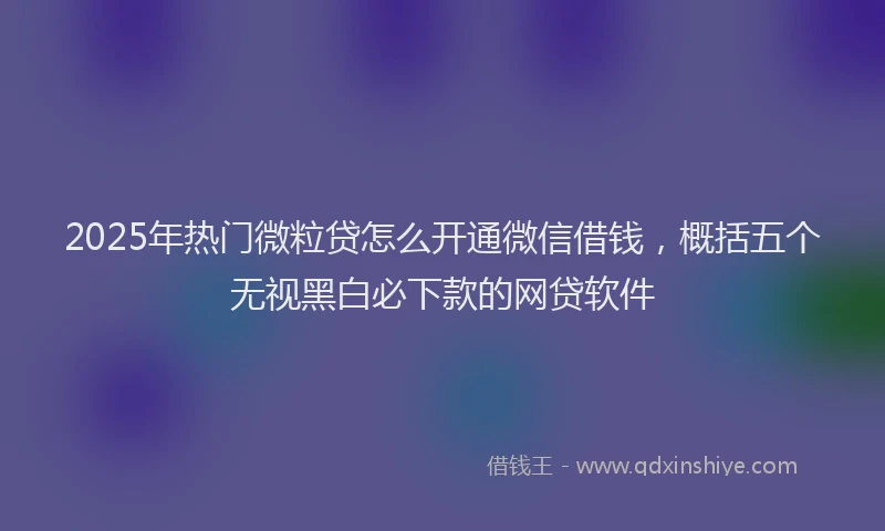 2025年热门微粒贷怎么开通微信借钱，概括五个无视黑白必下款的网贷软件