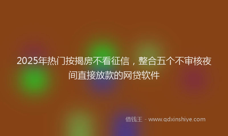 2025年热门按揭房不看征信，整合五个不审核夜间直接放款的网贷软件
